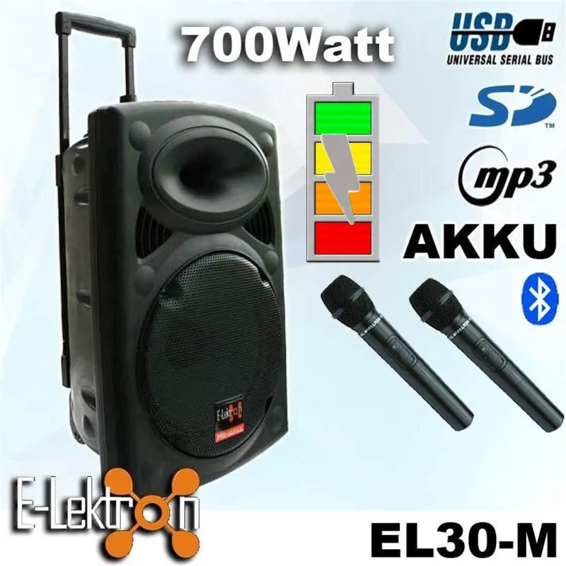 1500W Active and Passive Portable Bluetooth Sound System Speakers with 2 Microphones