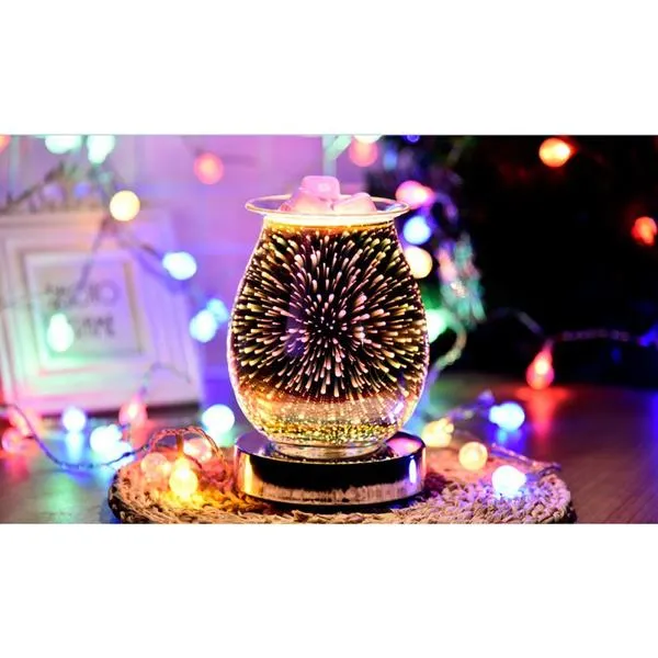 3D Glass Electric Wax  Candle Warmer Wax Burner Melter Night Light Fragrance Warmer for Home Office Bedroom Living Room Gifts