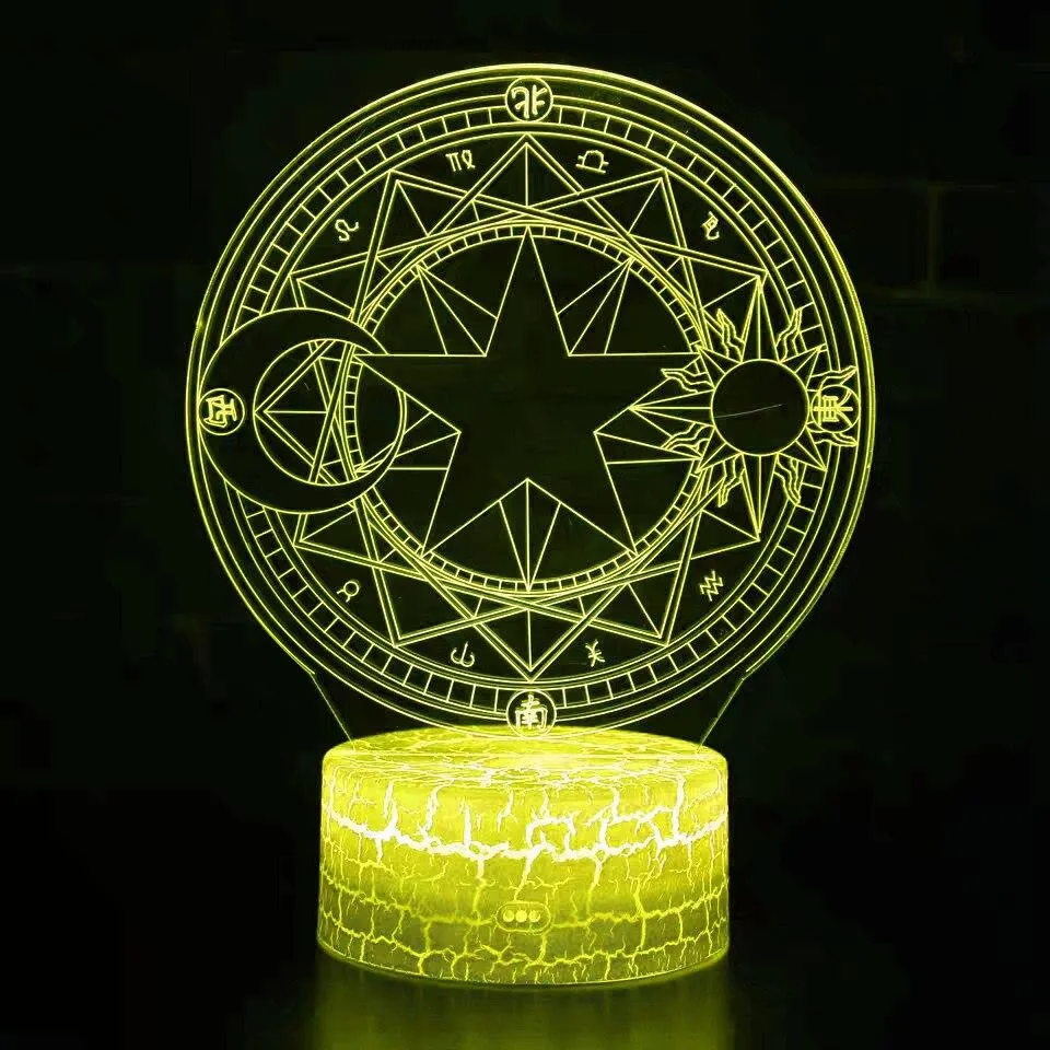 3D Luminous Anime X Maiden Warrior Sakura Black Array Magic Array Horoscope Decorative Background LED Table Lamp