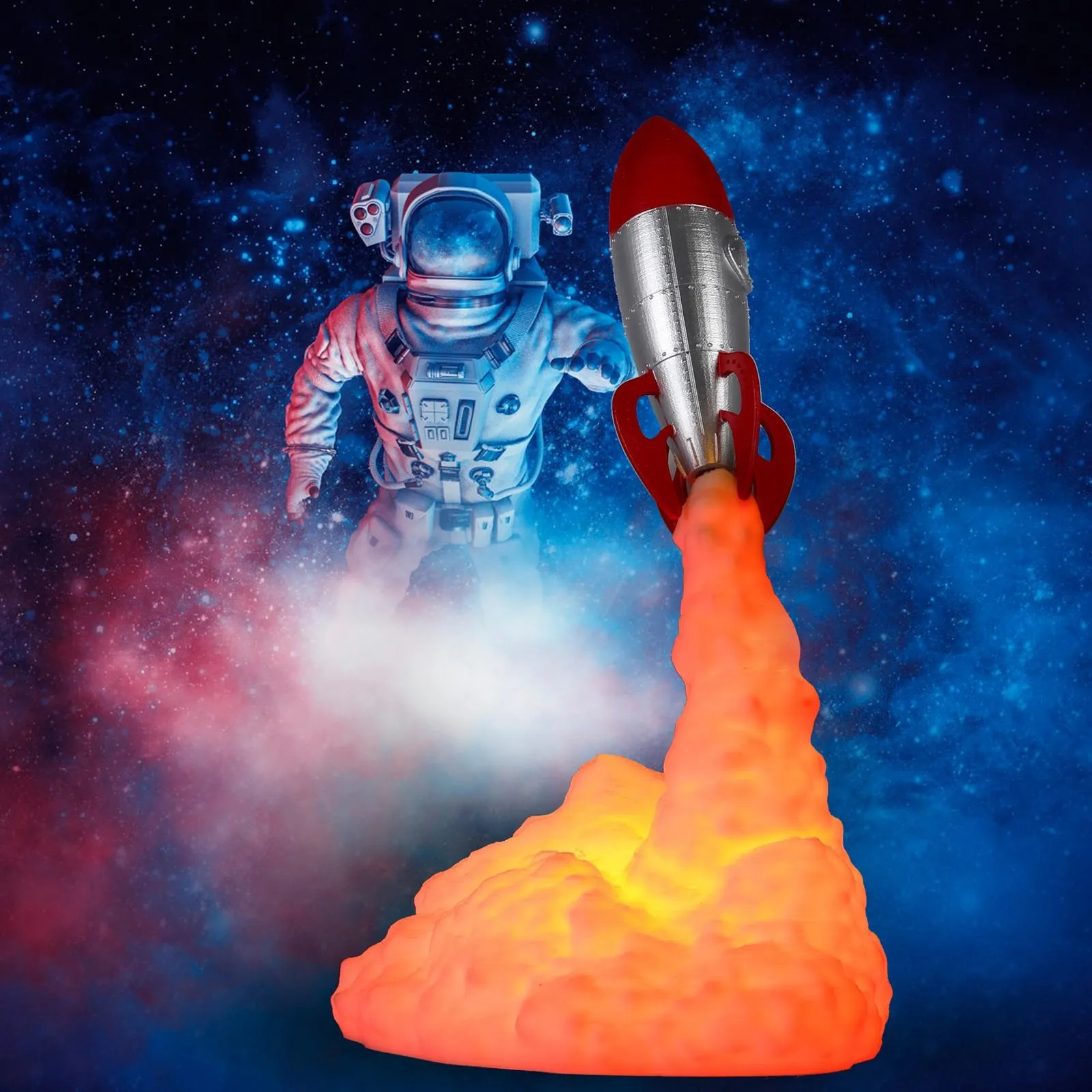 3D Printed Volcano Rocket Lamps,Night Light Moon Light, Kids Sleep Accompany Night Light For Bedroom Office Desktop Lamp