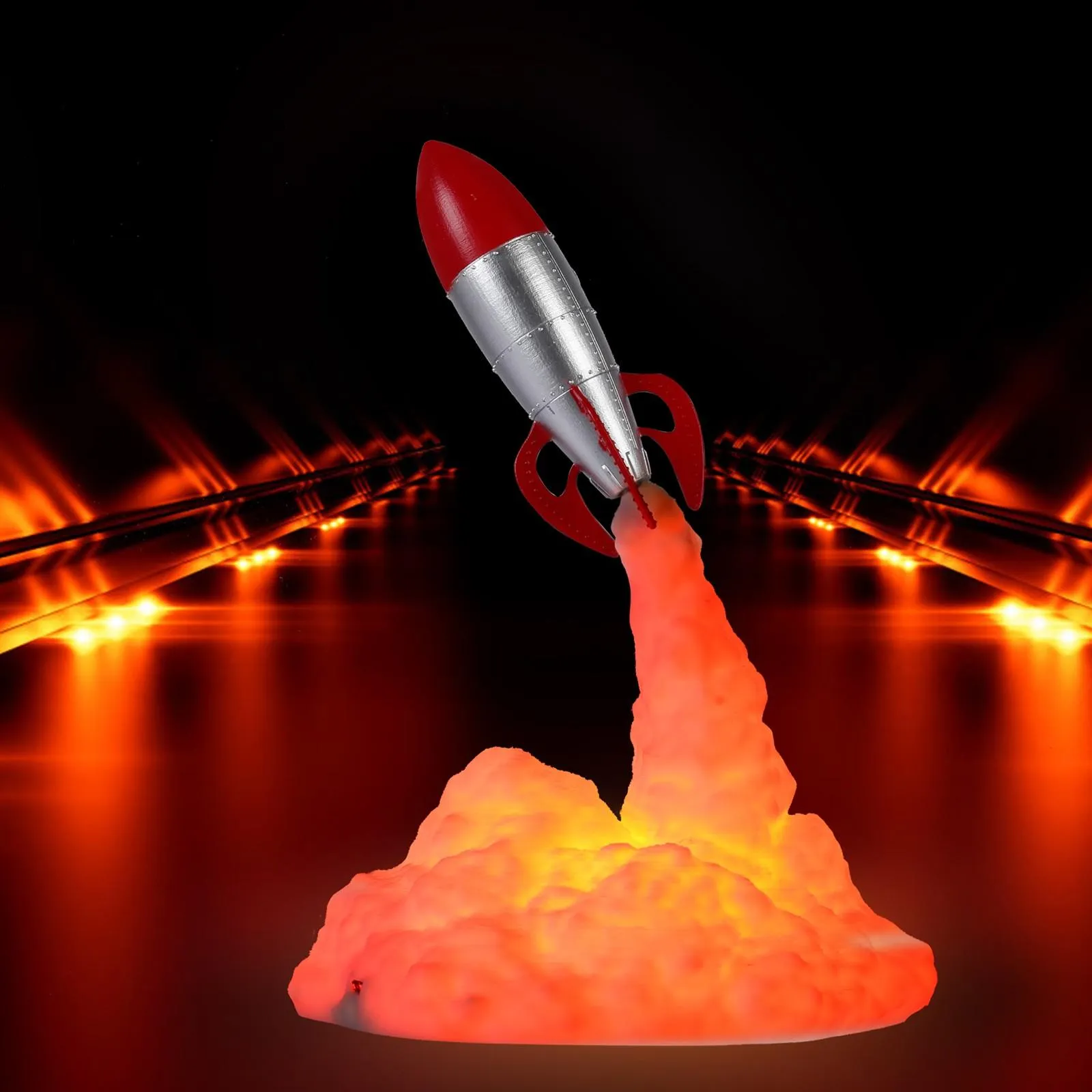 3D Printed Volcano Rocket Lamps,Night Light Moon Light, Kids Sleep Accompany Night Light For Bedroom Office Desktop Lamp