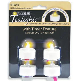 4-Pack LED Tea Lights with Timer 35990