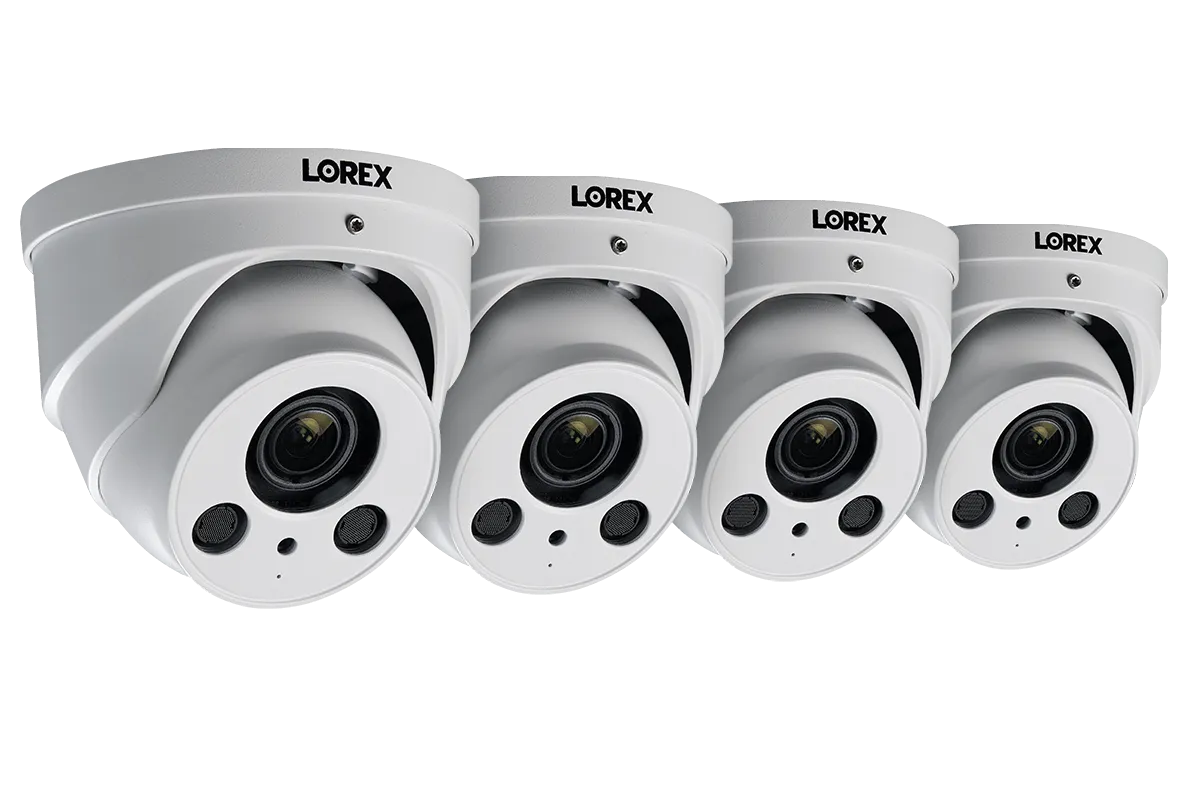 4K Nocturnal Motorized Zoom Lens IP Audio Dome Security Camera - White (4-Pack)