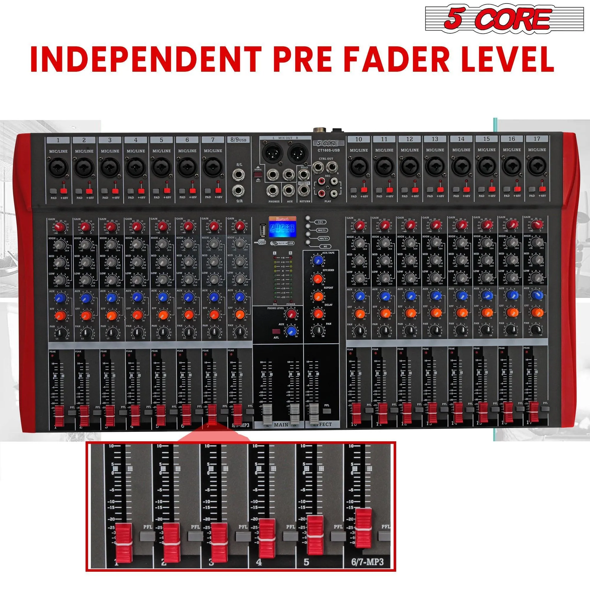 5 Core Audio Mixer DJ Equipment Digital Sound Board Mixers MX 16CH