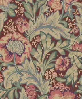 Acanthus Garden Wallpaper in Deep Mauve & Aegean Blue