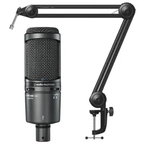 Audio Technica AT2020USB  USB Condenser Microphone w/ Boom Arm - Bundle