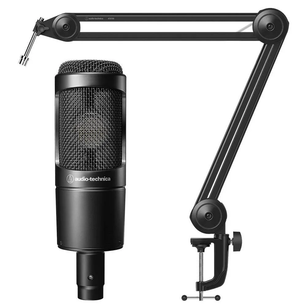 Audio Technica AT2035 Large Diaphragm Cardioid Condenser w/ Boom Arm - Bundle