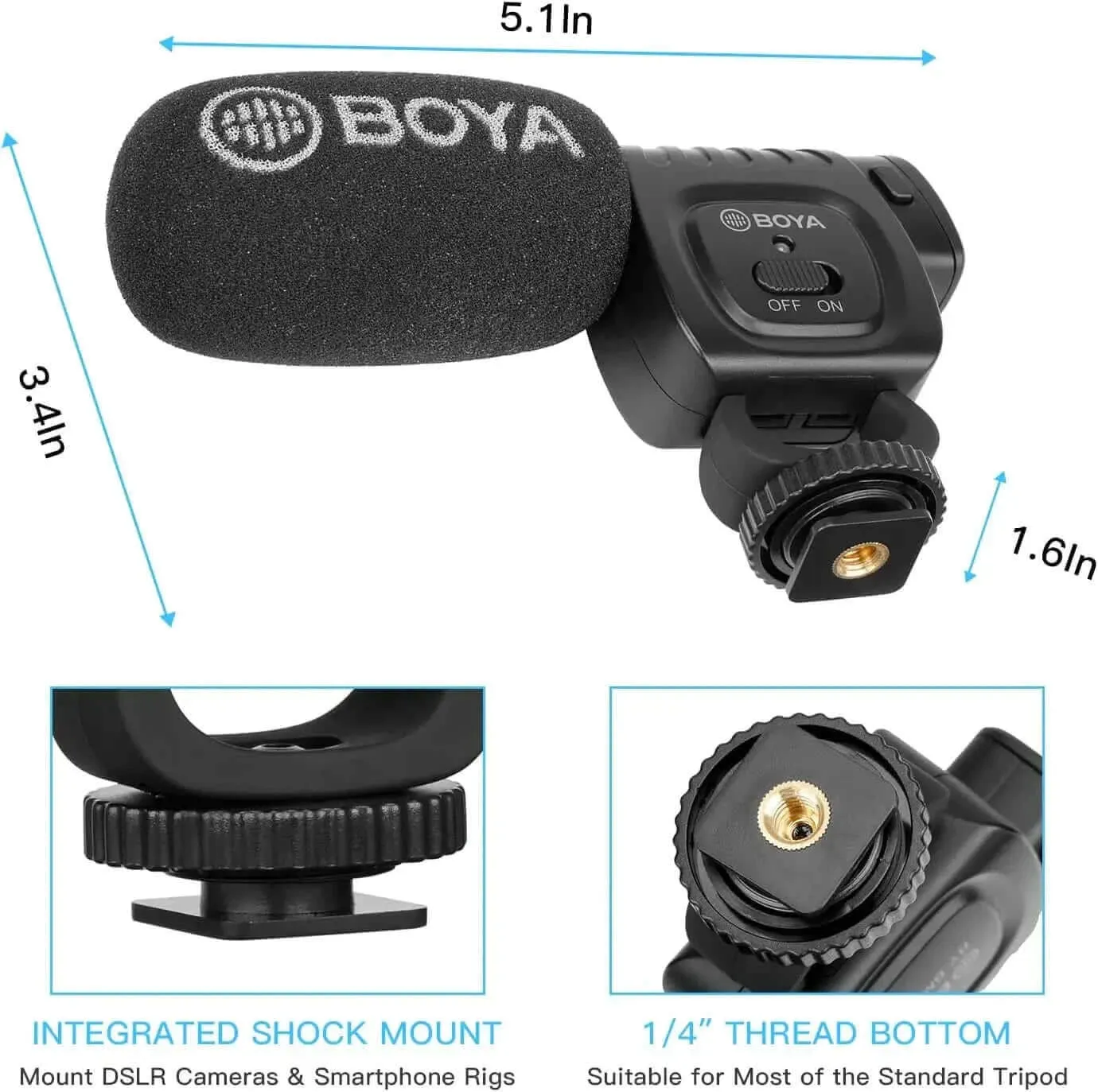 BOYA BY-BM3011 Cardioid Condenser Shotgun Microphone for PC Mobile Phone DSLR Cameras Live Streaming Youtube Recording Vlog