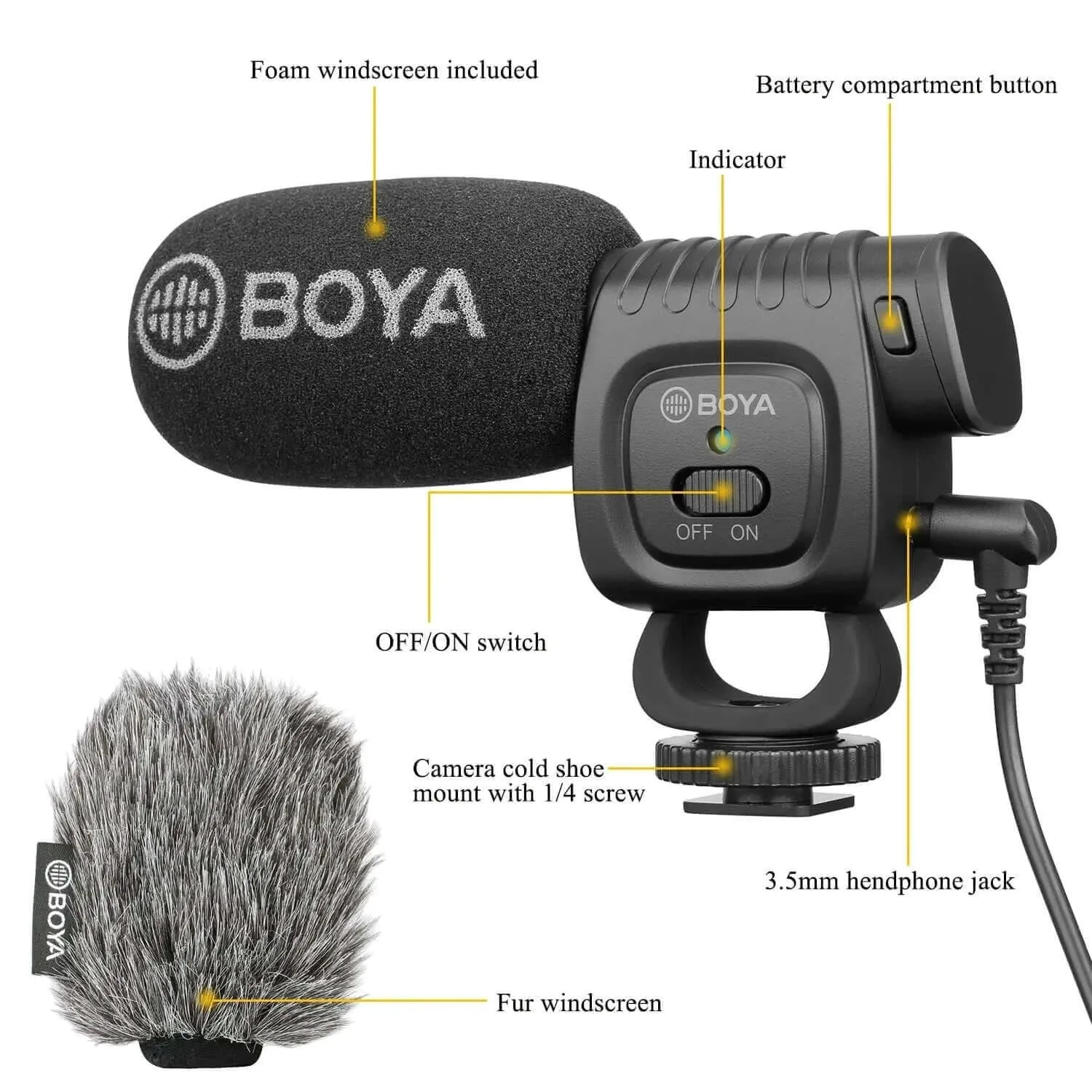 BOYA BY-BM3011 Cardioid Condenser Shotgun Microphone for PC Mobile Phone DSLR Cameras Live Streaming Youtube Recording Vlog