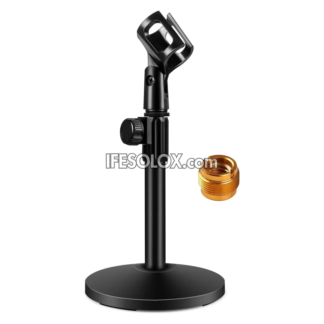 Desktop Adjustable Height Microphone Stand with Round Base - Brand New