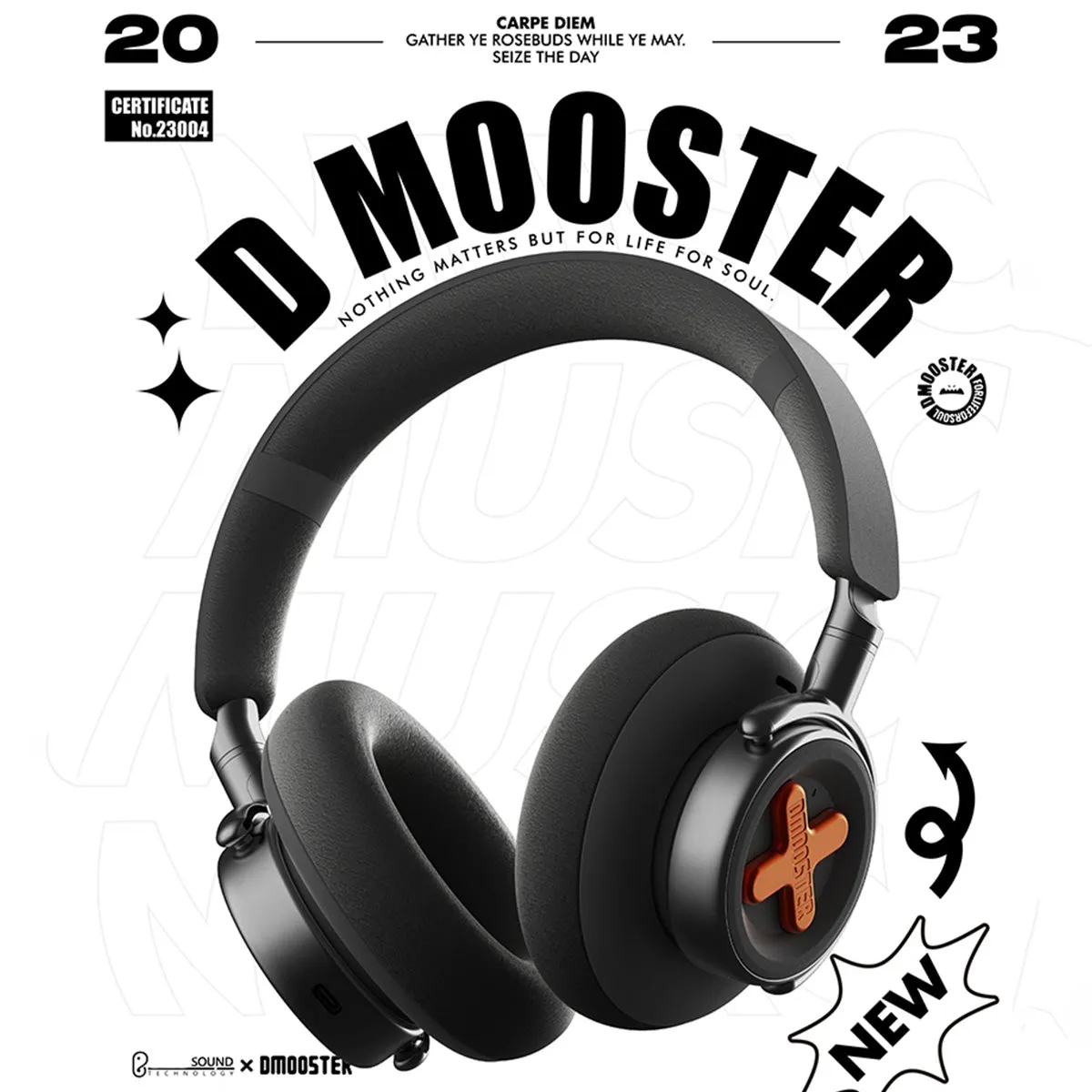 DMOOSTER D19 ANC Bluetooth Headphones Black