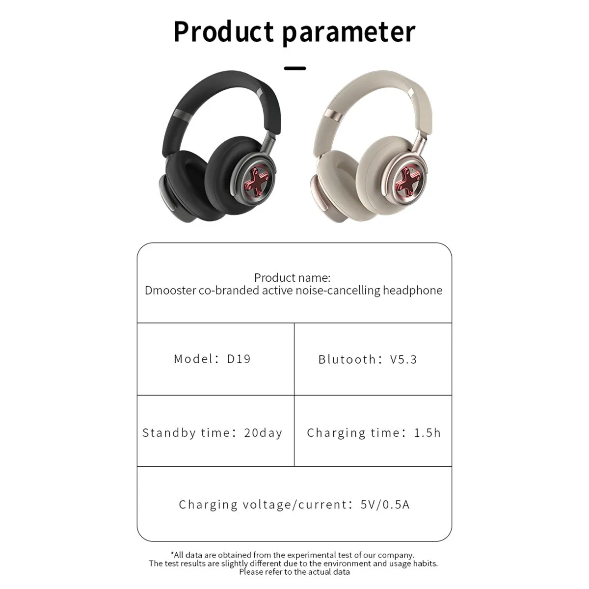 DMOOSTER D19 ANC Bluetooth Headphones Black