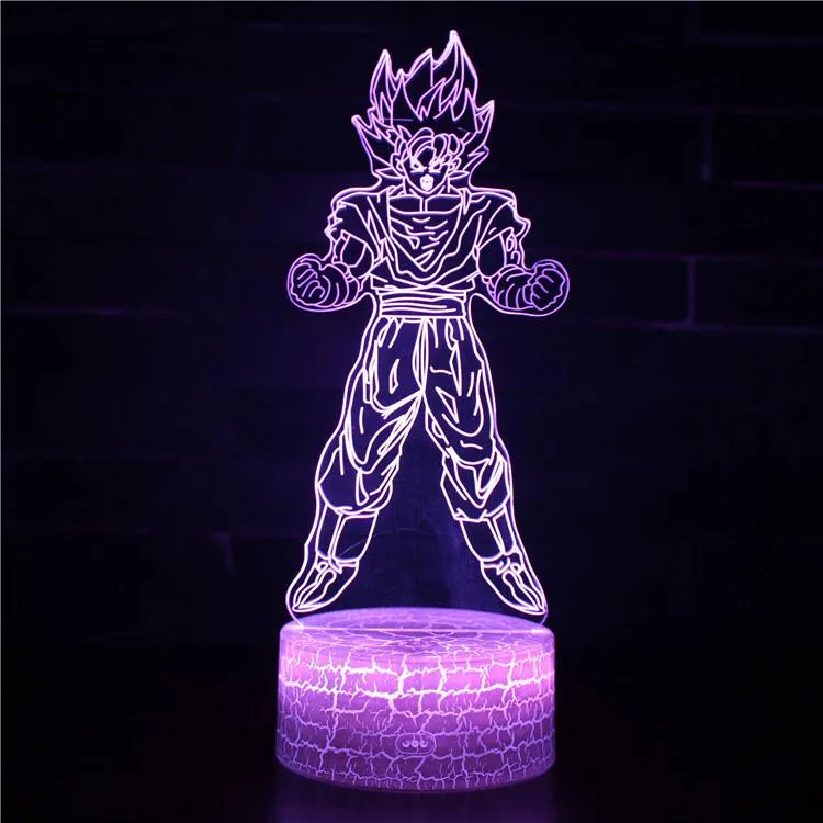 Dragon Ball Series Super Saiyan Goku 3D Night Light New Strange Colorful Touch LED Desk Lamp Creative Birthday Gift Ornaments