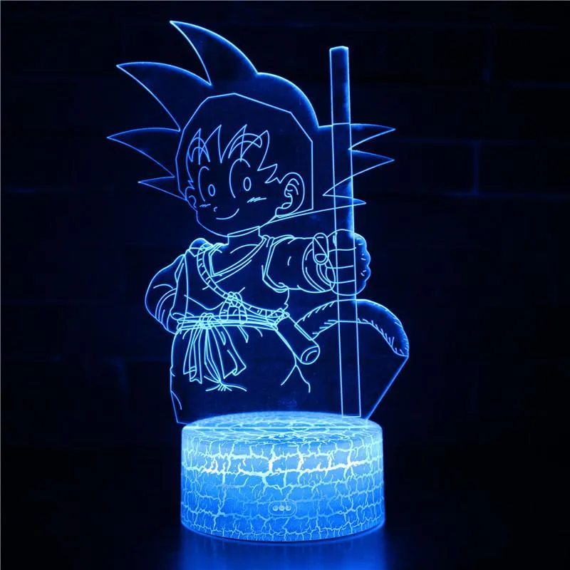 Dragon Ball Series Super Saiyan Goku 3D Night Light New Strange Colorful Touch LED Desk Lamp Creative Birthday Gift Ornaments