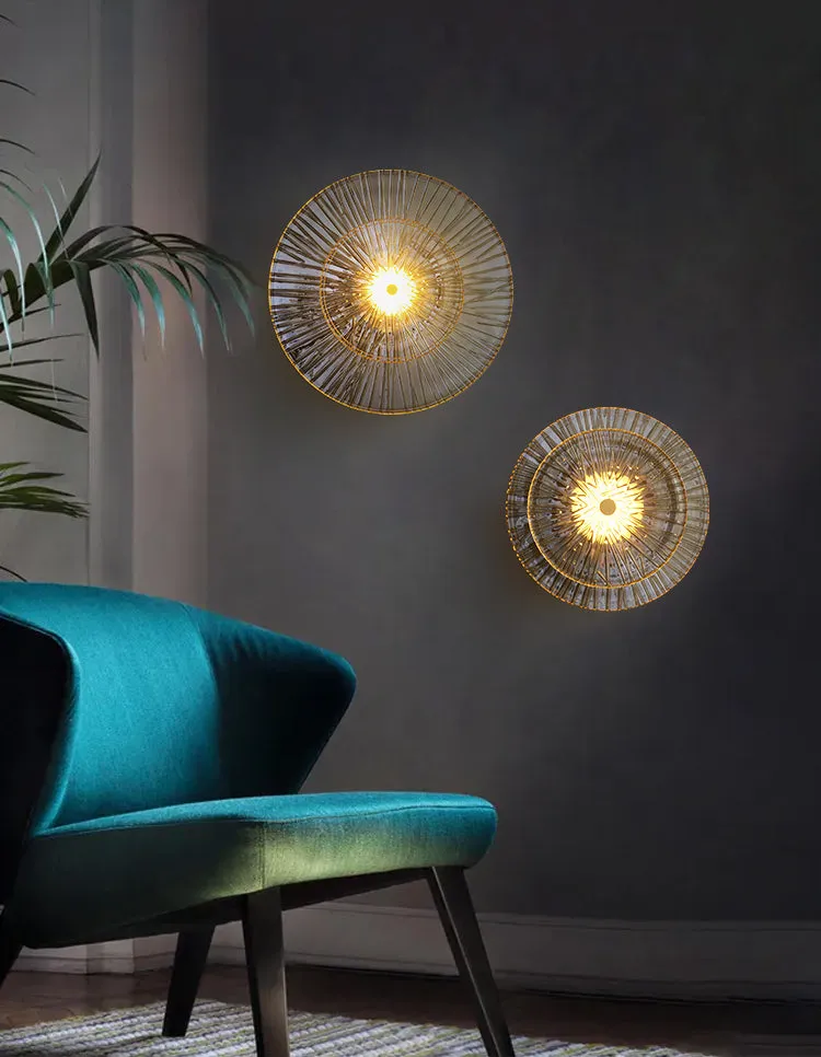 Flora Round Glass and Gold Wall Light