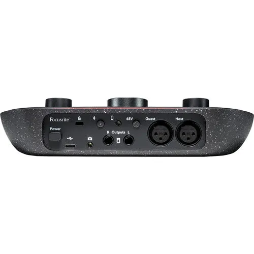 Focusrite Vocaster Two — Podcasting Interface for Recording Host and Guest. Two Mic Inputs and Two Headphone Outputs, with Auto Gain, Enhance, and Mute. Small, Lightweight, and Powered by Computer