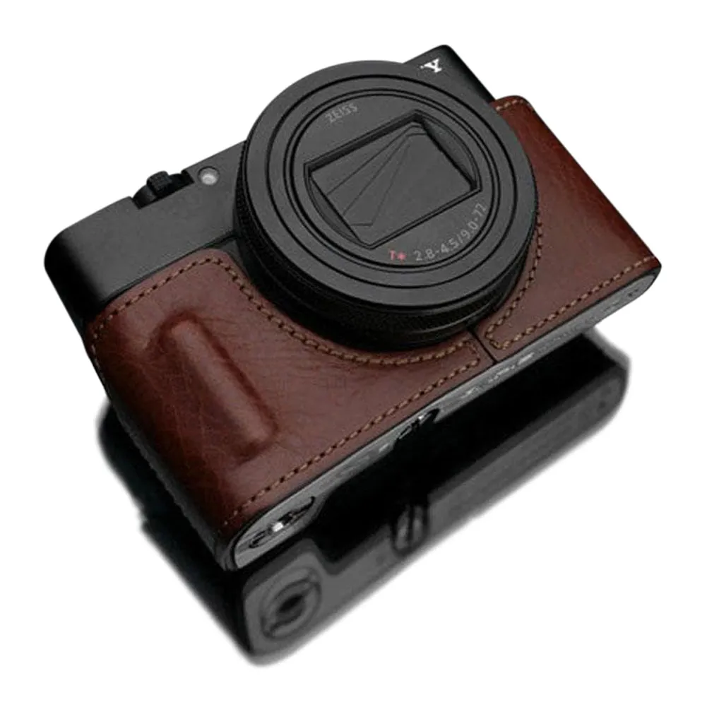 Gariz HG-RX100M6BR Leather Camera Half Case Brown for Sony RX100M6 RX100VI