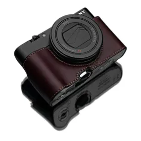 Gariz Sony RX100 MK3 / MK4 / MK5 Brown Leather Camera Half Case XS-RX100M3BR (Grip Version)