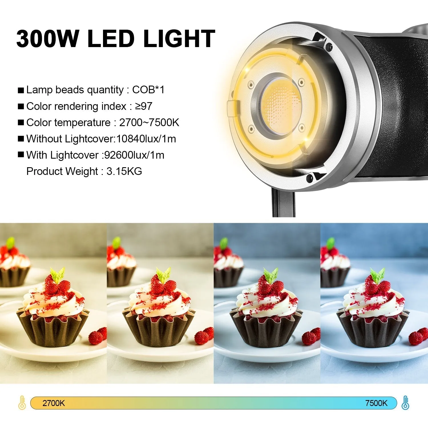 GVM-SD300D 300W Bi-Color LED Video Light High Power   Monolight 3 kits