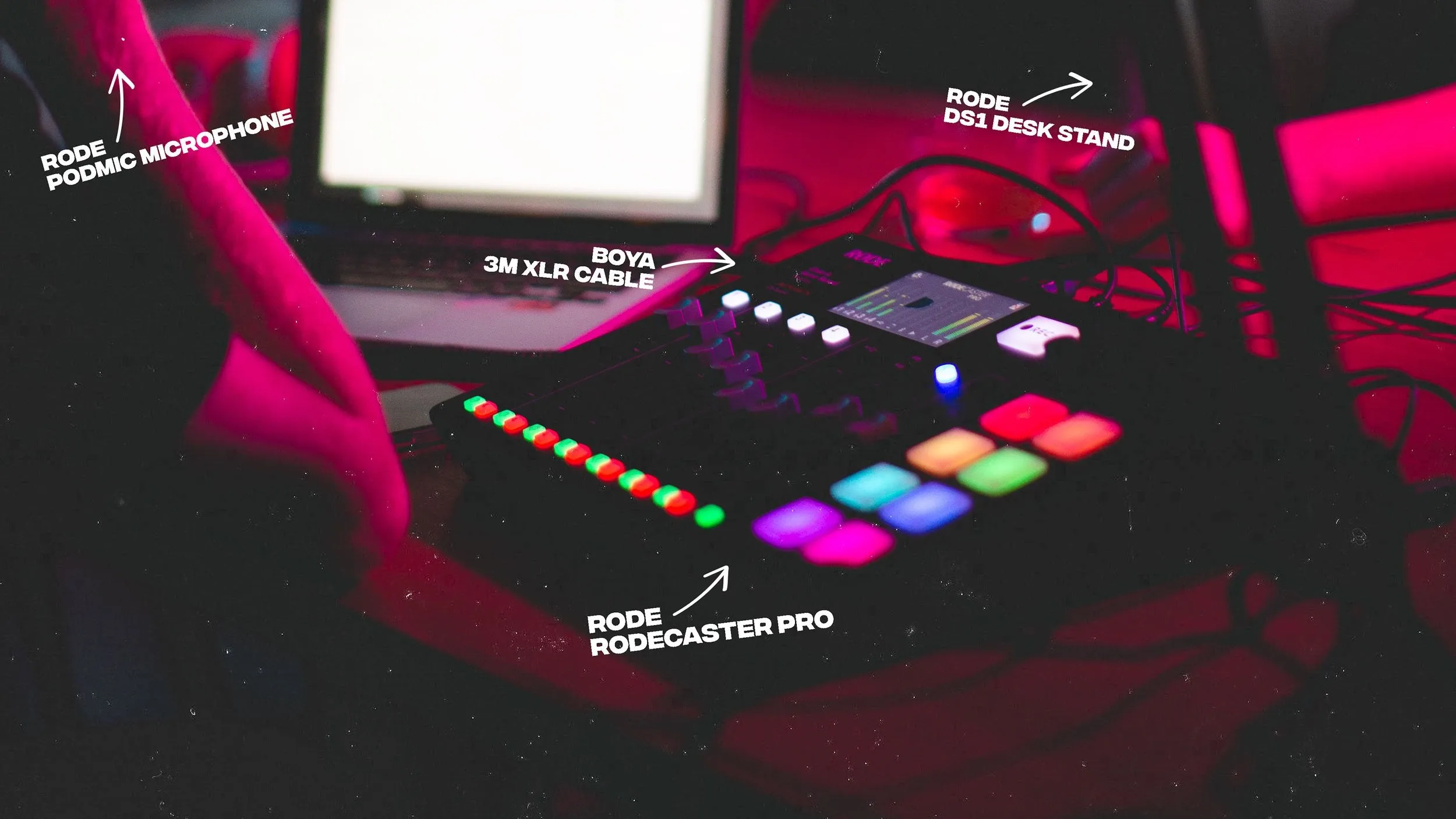 Podcast Starter Kit Bundle by Hypop: Featuring RodeCaster, Podmic, and Rode Desk Stand - Ideal for Beginner-Level Podcasters