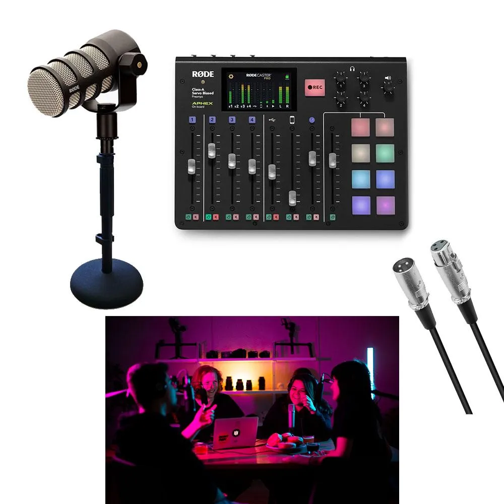 Podcast Starter Kit Bundle by Hypop: Featuring RodeCaster, Podmic, and Rode Desk Stand - Ideal for Beginner-Level Podcasters