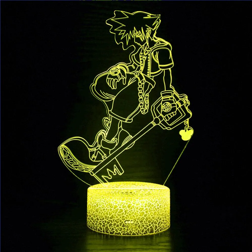 Japan Anime Kingdom Heart LED Night Light Touch Sensor Children's Room Gift Decoration Birthday Christmas Gift 3d Light