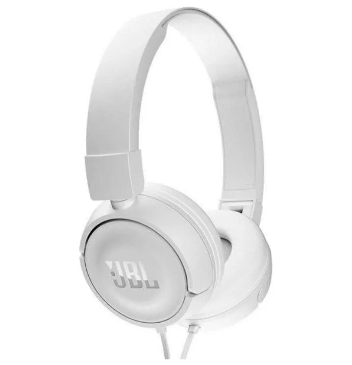 JBL Wired On Ear Headphones Pure Bass Sound 1 Button Remote Microphone White 3378053