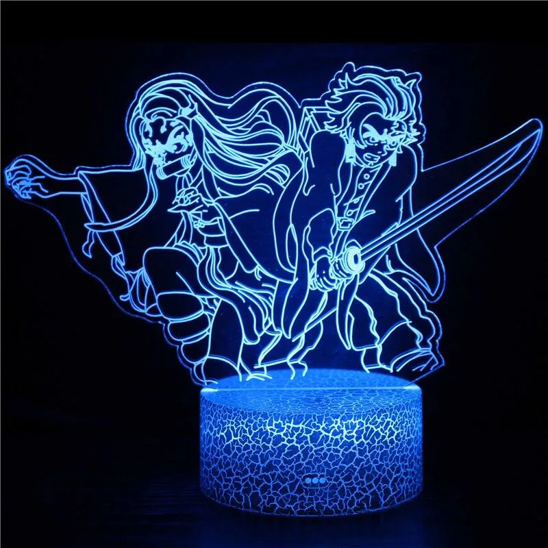 Kimetsu No Yaiba Tanjiro Kamado Figure 3d Night Lamp for Child Bedroom Decor Usb Table Lamp  Led Night Light Demon Slayer Gift