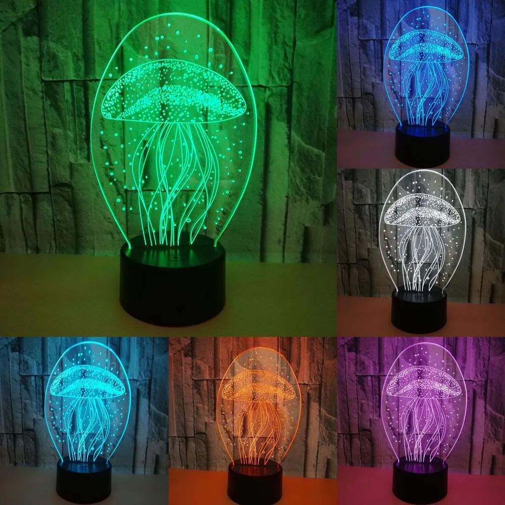 LED Night Light 3D Creative Bedroom Lamp Changeable Colors Gift Lights for Hallway Bathroom