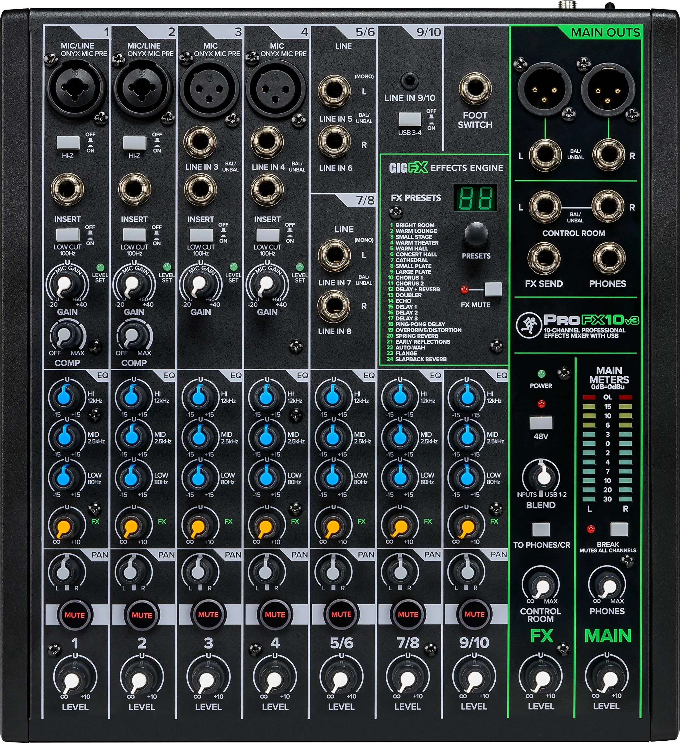 Mackie ProFX Series, Mixer - Unpowered, 10-channel (ProFX10v3)