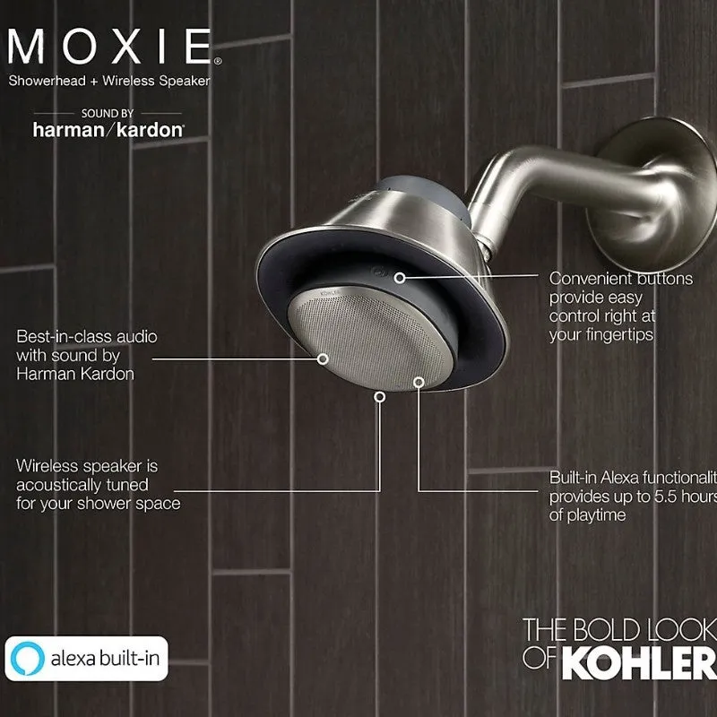 Moxie 1.75 gpm Bluetooth Showerhead Speaker with Amazon Alexa in Polished Chrome