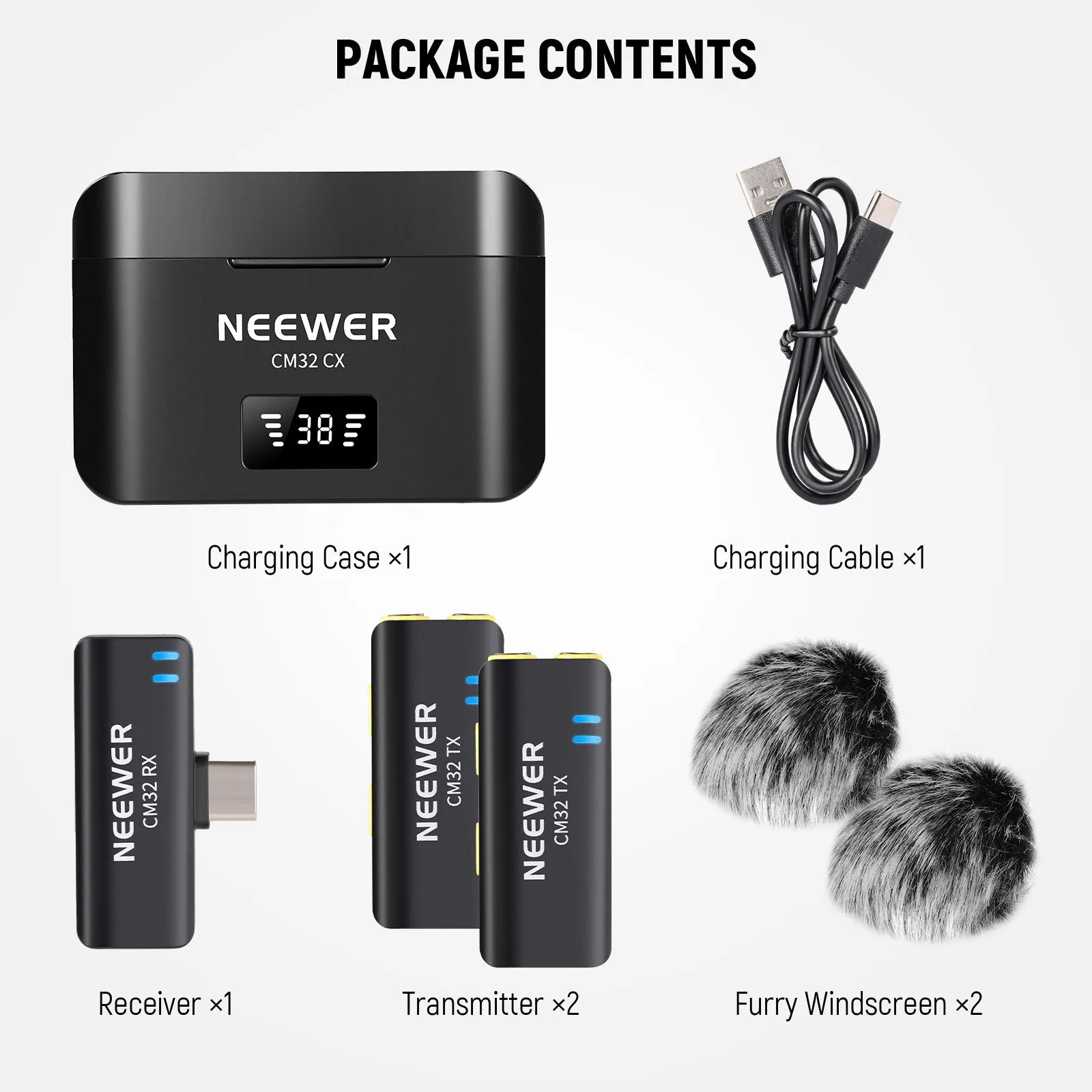 NEEWER CM32 Wireless Lavalier Microphone for Type C