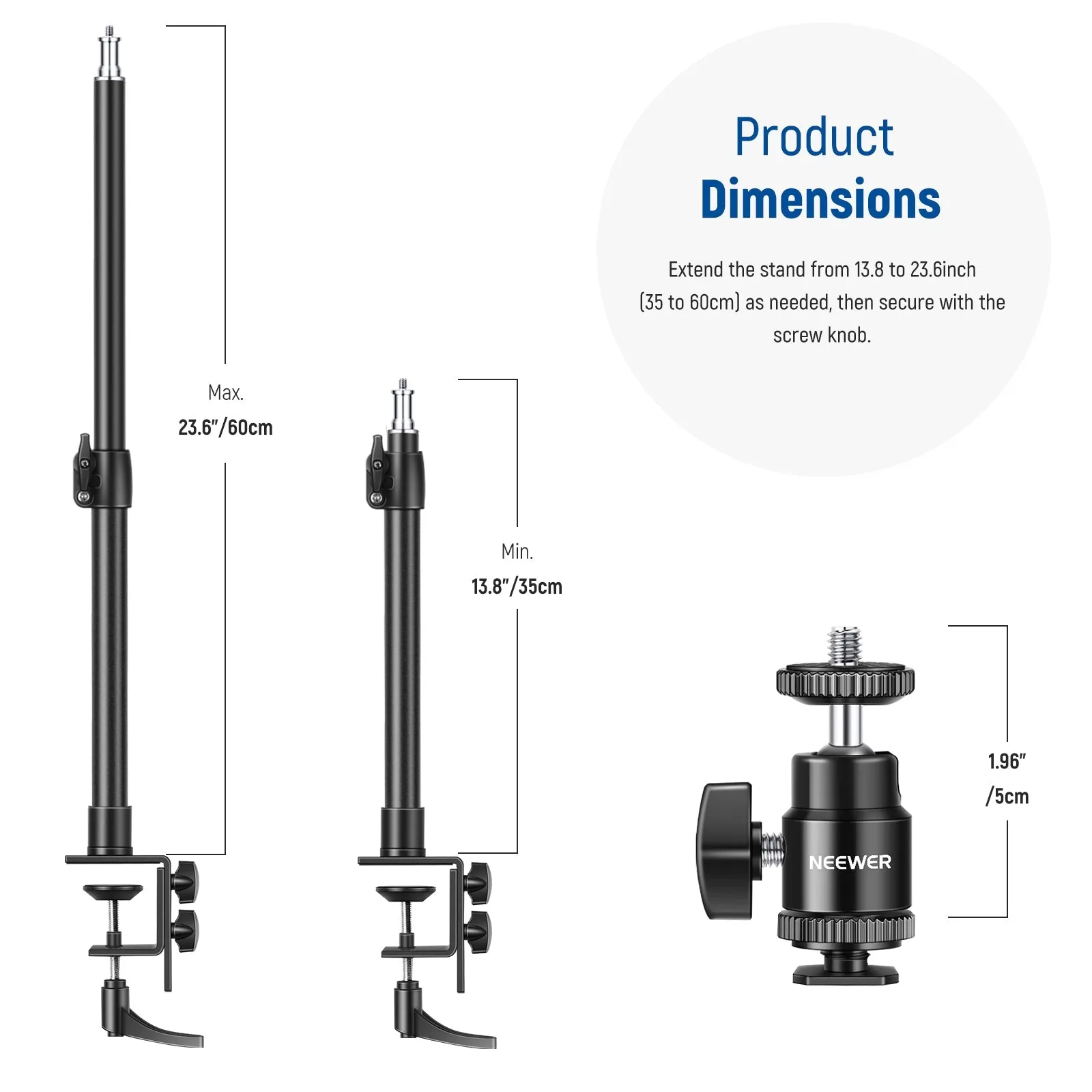 NEEWER Desk Mount C Clamp Light Stands