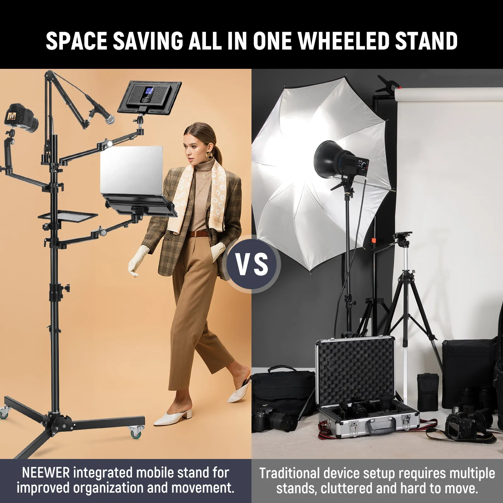 NEEWER DS010 Mobile Live Streaming Multi Mount Floor Stand