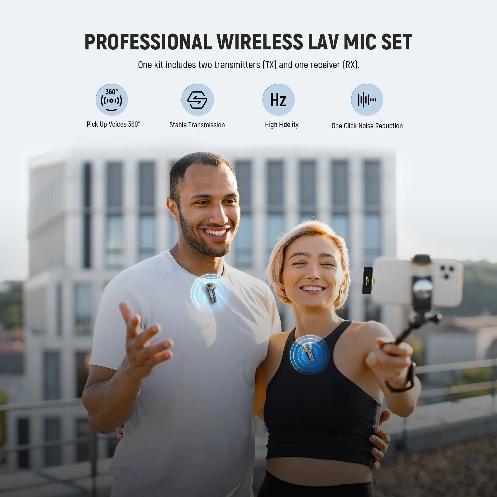 NEEWER KM23 Wireless Lavalier Microphone Kit for USB C