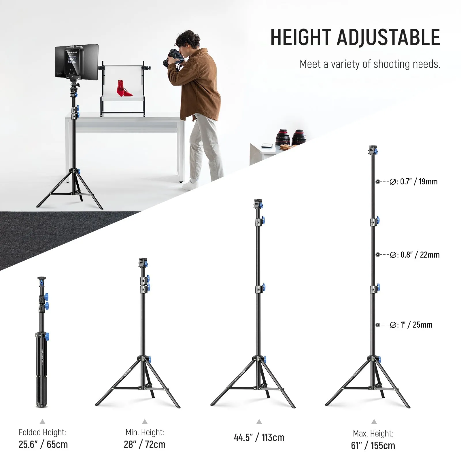 NEEWER ST155A 28"-61"/72-155cm Photography Light Stand