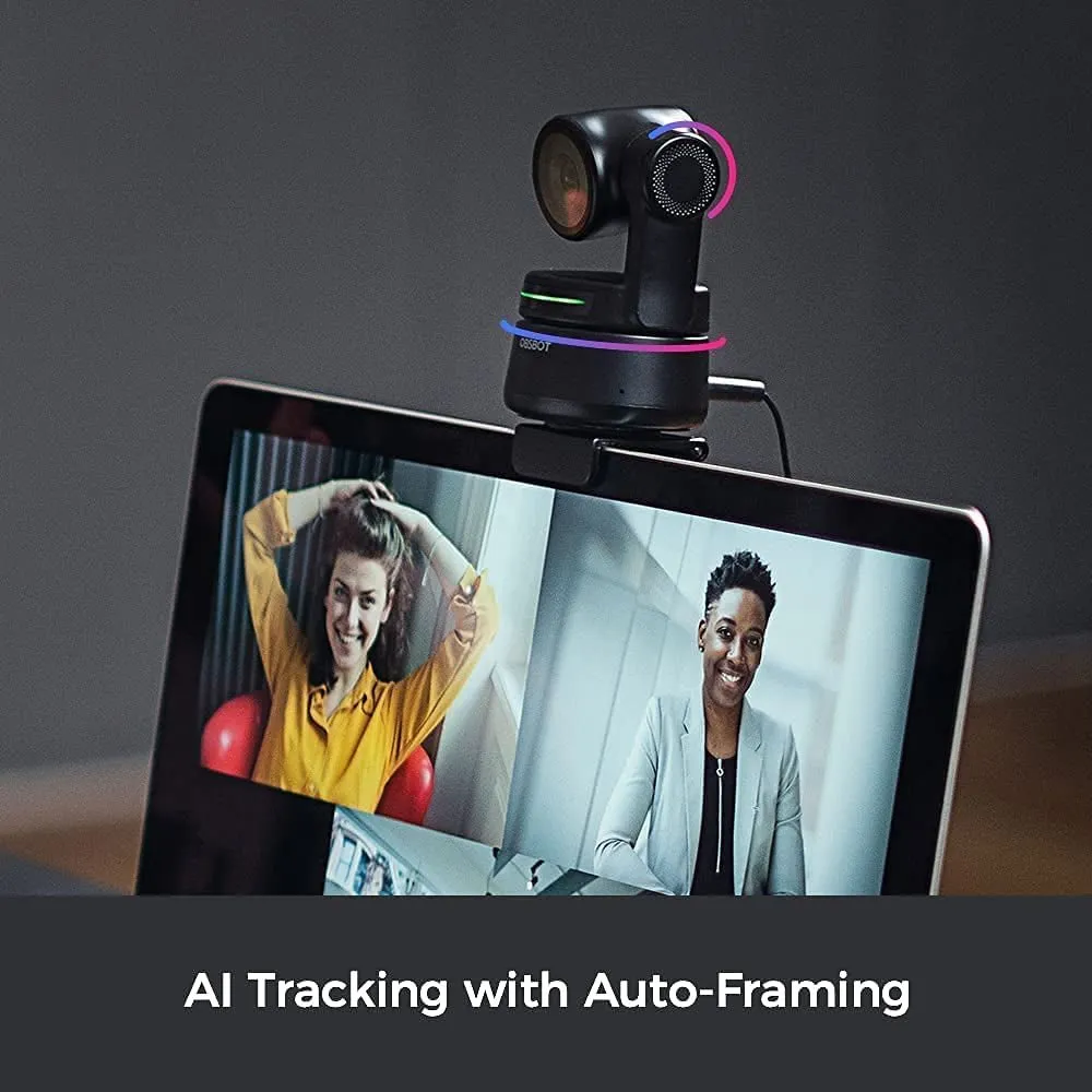 OBSBOT Tiny PTZ Webcam, Ai-Powered Framing & Gesture Control, Full HD 1080P Webcam for Video Conferencing, 90-Degree Wide Angle, Low-Light Correction, Works with Zoom, Skype and More