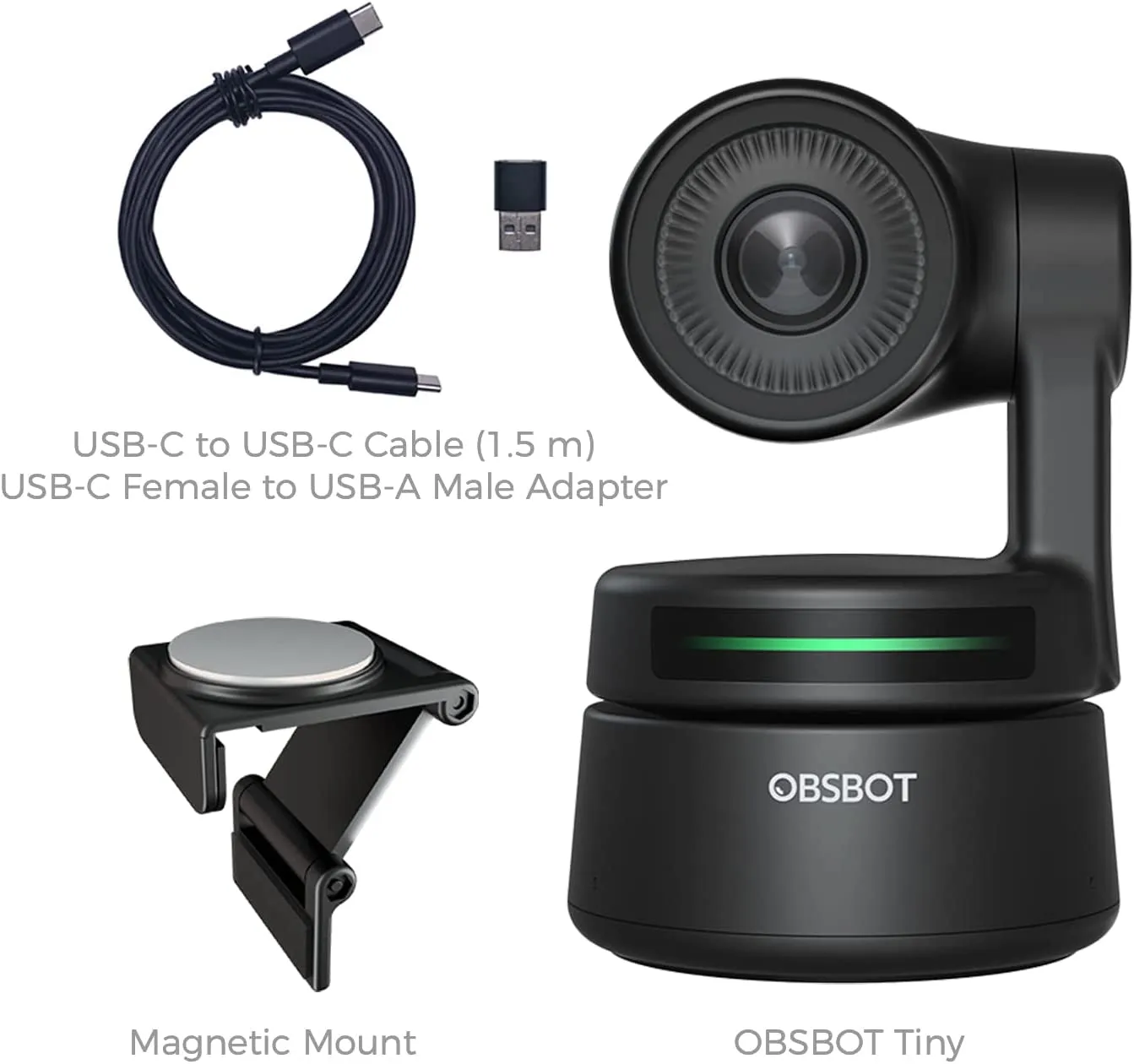 OBSBOT Tiny PTZ Webcam, Ai-Powered Framing & Gesture Control, Full HD 1080P Webcam for Video Conferencing, 90-Degree Wide Angle, Low-Light Correction, Works with Zoom, Skype and More