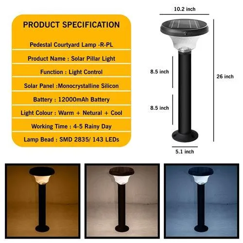 Solar Pillar Light Round Shape Long Pole - Epyz