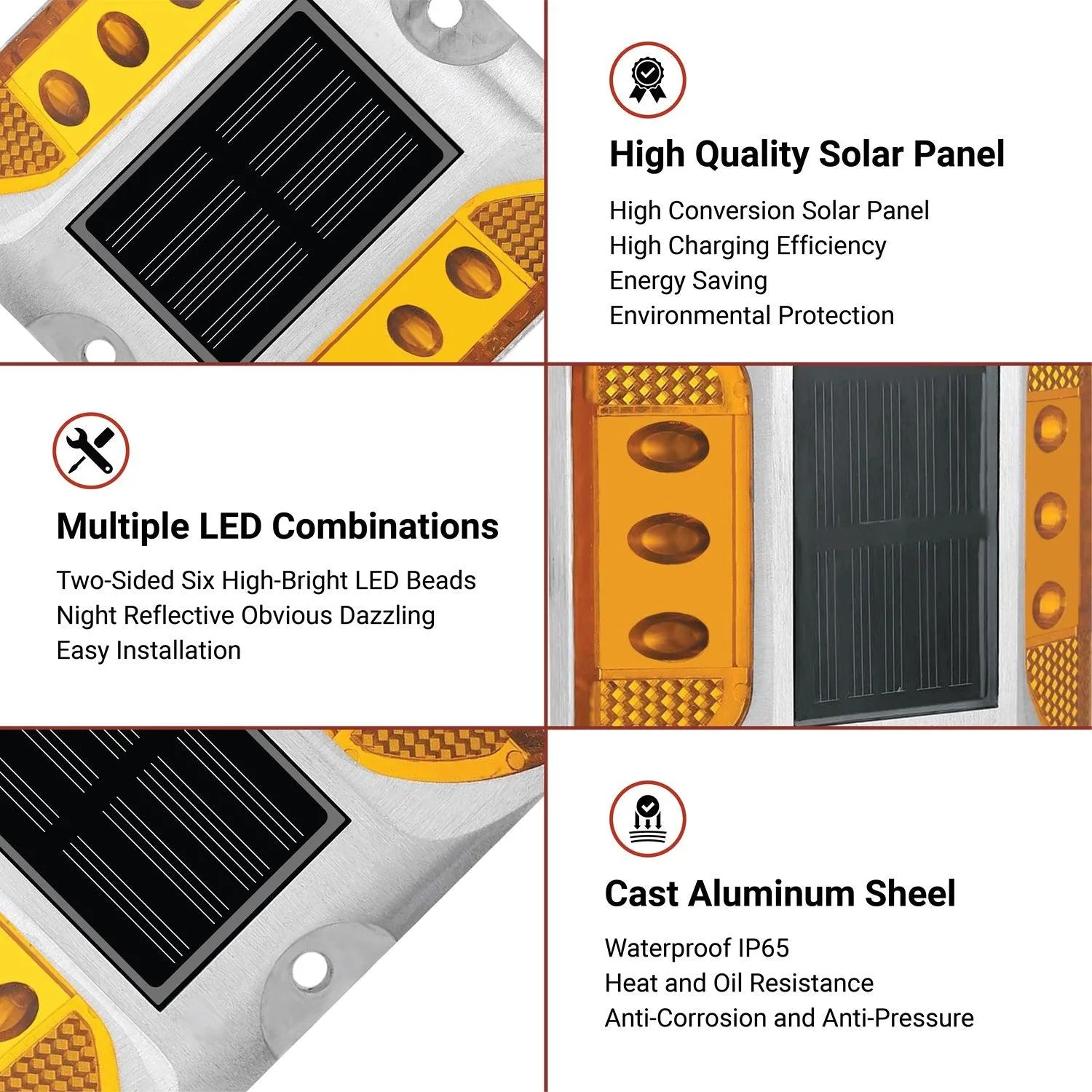 Solar Road Stud Yellow Light