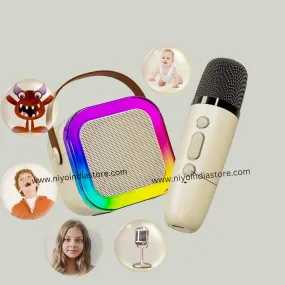 Speaker Machine Bluetooth-Compatible Wireless Karaoke Mic Speaker Multi-Compatibility Modes, RGB Lights