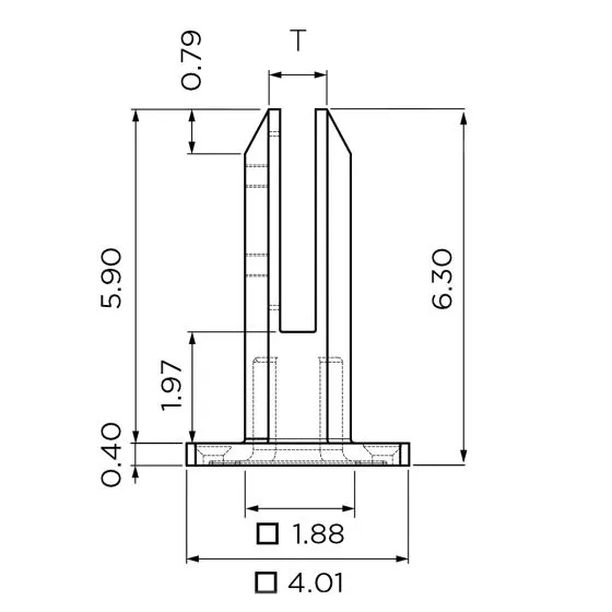 Square | Surface Mount Glass Spigot | Alloy 2205