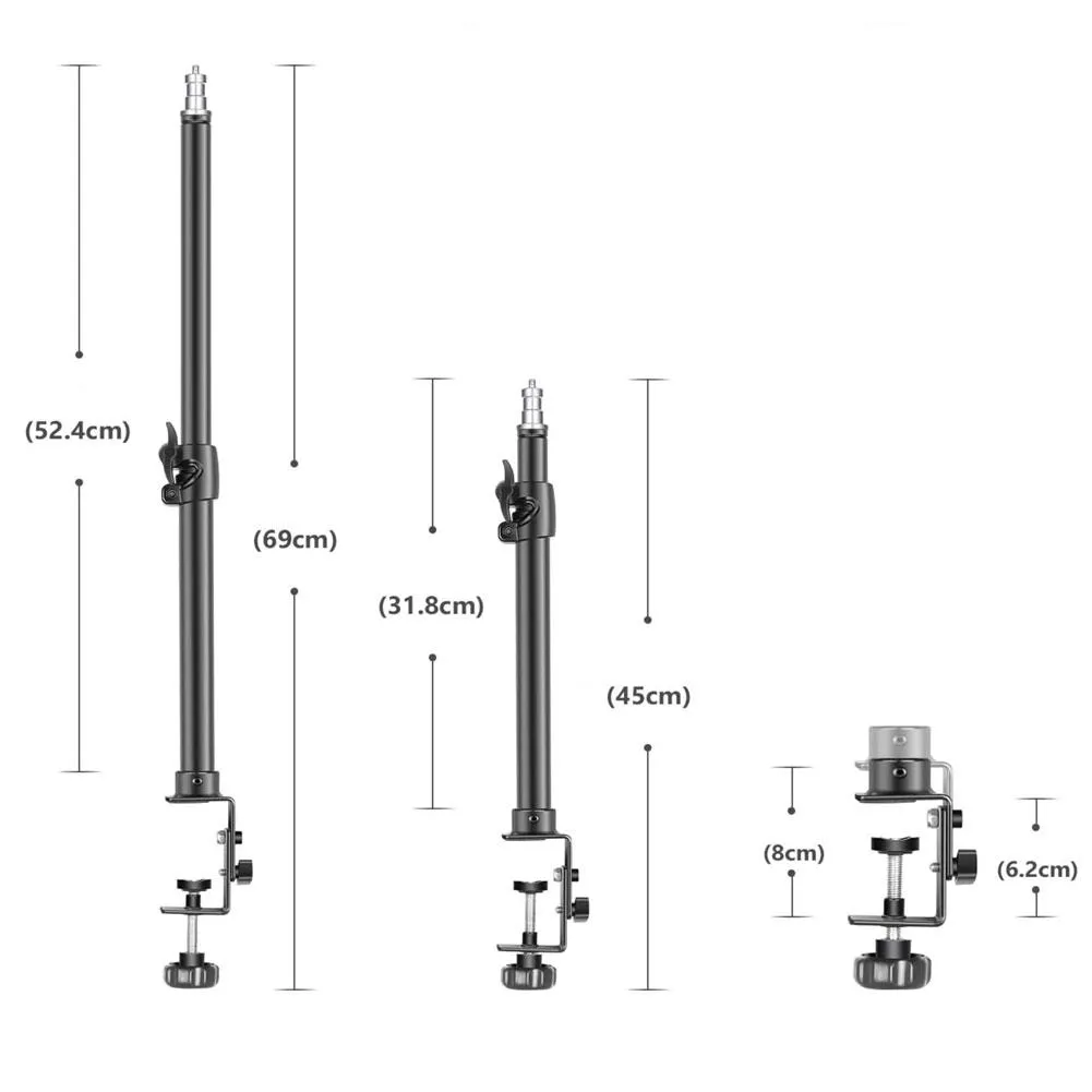 Table Clamp Lighting and Equipment Stand with 1/4" Screw Mount (52cm)