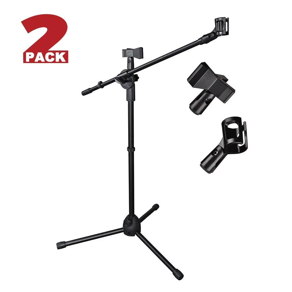 TheLAShop Mic Stand Boom Arm Dual Mic Mounts Height 2'8" to 5'11"